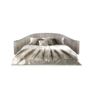 नया मॉडल पोस्ट मॉडर्न यूरोपीय बेडरूम फर्नीचर सेट लक्ज़री लेदर डबल बेड वाइड हेडबोर्ड व्हाइट लेदर किंग साइज बेड