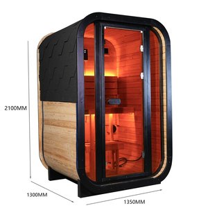 Sauna Exterior Individual Tipo Cubo de Abeto, Cabina de Spa Cuadrada con Vapor Interior, Calentador de Sauna ETL y Accesorios - Product Image 3