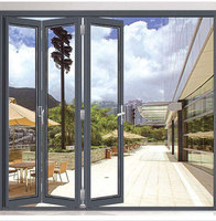 Système de porte coulissante accordéon moderne, imperméable, pliable, en aluminium, double vitrage, portes pliantes