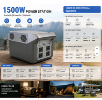 Station d'alimentation portable 1500W avec panneaux solaires 300W 260WH, générateur solaire grande capacité pour urgences domestiques