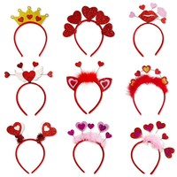 Bandeau en forme de cœur rouge pour la Saint-Valentin, accessoire pour cheveux, décoration de fête de mariage, plume, paillettes, pince à cheveux en plastique
