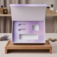 Boîte rigide en papier magnétique à dégradé violet personnalisé pour la fête des mères, avec couvercle texturé en relief, pour un cadeau pour maman