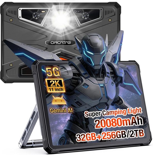5G Rugged Tablet Android 15, 2K 11" Waterproof Tablet Outdoor Tablets Gemini AI/IP68/5G LTE WiFi/Face ID/OTG/GPS/Camping Lantern