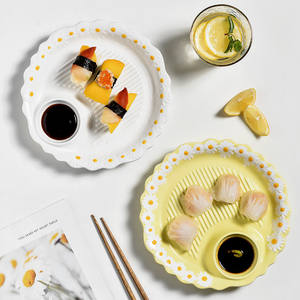 Plato de cena de cerámica en relieve Chips de pan Dim Sum Jiaozi Pasta ensalada Sushi bandeja para servir con cuenco de salsa de soja vajilla de restaurante - Product Image 4