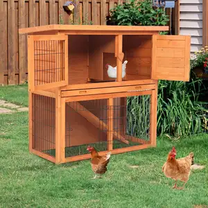 Poulailler à poules en bois 36 pouces à 2 niveaux, maison de volaille pour animaux de compagnie