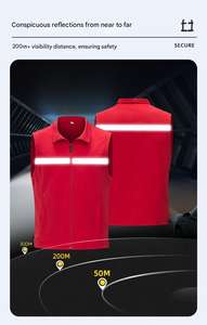 कस्टम चिंतनशील बाहरी बनियान मल्टी-पॉकेट आपातकालीन बनियान स्टैंड कॉलर सुरक्षा परिधान यूनिसेक्स कार्य कपड़ा - Product Image 4