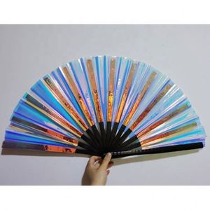 Abanicos de Mano Grandes de PVC con Diseño Holográfico Iridiscente y Reflectante, Ideales para Festivales, Bodas, Fiestas, Bailes y como Regalo - Product Image 6