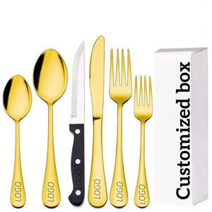 24 piezas de acero inoxidable 410 chapadas en oro, vajilla de cocina, juego de cubiertos, superventas - Product Image 1