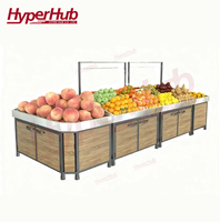 Opbergrek voor verse producten, groente-displayrek, professionele fruitrekken, metaal/hout, enkelzijdig, extra sterk