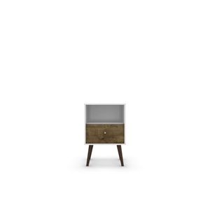 Nightstand White Rustic Brown Wood <b>Drawer</b> <b>Storage</b> Unit Modern Design Bedroom Furniture - Product Image 6