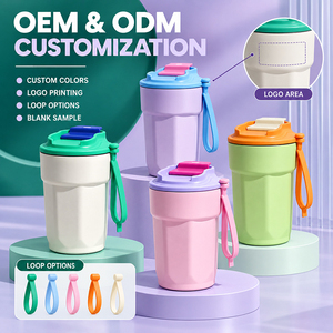 450ml Faceted Stainless Steel <b>Travel</b> Coffee <b>Cup</b> with Flip Drink Lid and Carry Loop Custom Logo OEM ODM - Product Image 1