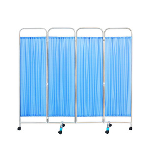 Medical <b>Folding</b> <b>Screen</b> 4 Panel Blue Privacy Curtain Movable Partition For Hospital Clinic Beauty Salon Ward Room Divider - Product Image 1