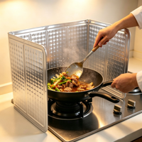 Conteneur rectangulaire réutilisable en aluminium, pliable, résistant au four, de qualité alimentaire, isolation thermique, écran anti-éclaboussures de graisse pour cuisinière à gaz