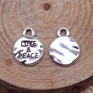 Amuleto con Inscripción de Amor y Paz, 10x10mm, Aleación de Zinc Plateada Antigua, para Joyería de Recuerdo de <span class=keywords><strong>Amistad</strong></span> - Product Image 2