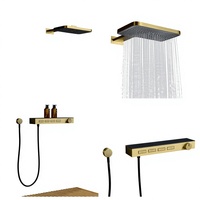 Robinet mural en cuivre brossé or chaud et froid, ensemble de douche encastré avec mitigeur intégré en céramique