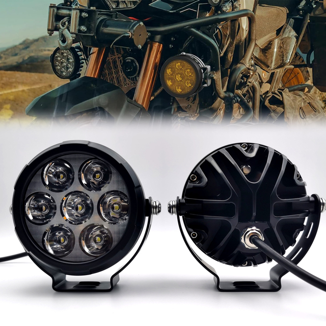 2024 New Superbright 70W Led Work Light Auxiliary Motorcycle Spot Light Amber Atmosphere Light Flashing Strobe IP68 Waterproof