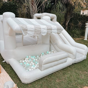 <span class=keywords><strong>Castillo</strong></span> Inflable Blanco Pequeño, Combo de Brincolines con Tobogán para Niños y Adultos - Product Image 1