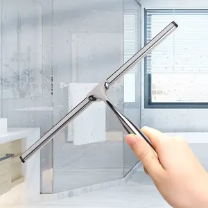 창 청소 액세서리용 스테인레스 스틸 및 고무 손잡이가있는 샤워 스크레이퍼 유리 도어 스퀴지 도구