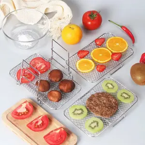 Rechthoekige Lucht Friteuse Rekken 304 Roestvrijstalen Duurzame Bakgereedschap Multi-Layer Dehydrator Rack Lucht Friteuse Accessoires