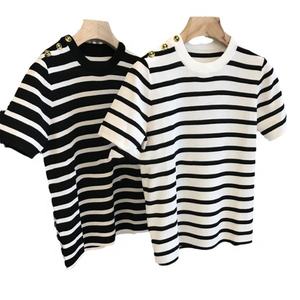 <span class=keywords><strong>Cardigan</strong></span> donna a maniche corte M724169898355 a maniche corte <span class=keywords><strong>nero</strong></span> bianco a righe da donna monopetto maglione a maglia <span class=keywords><strong>Cardigan</strong></span> - Product Image 1