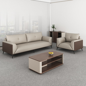 Divano da <span class=keywords><strong>Ufficio</strong></span> Moderno in Pelle con Set Tavolino a Tre Posti <span class=keywords><strong>per</strong></span> Soggiorno, Reception, Hotel, Sale Riunioni e Aree Relax - Product Image 2