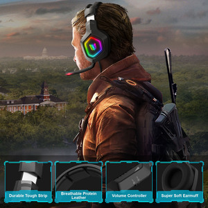 Onikuma K10ไฟแบ็คไลท์ RGB สำหรับชุดหูฟังสำหรับเล่นเกมแบบมีสายระดับมืออาชีพพร้อมไมโครโฟน/PS4/<span class=keywords><strong>Xbox</strong></span> - Product Image 5