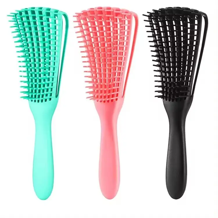 Stock rosa nero ad asciugatura rapida spazzola per capelli in plastica a forma di polpo spazzola per capelli con spazzola per capelli ricci