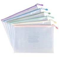 Pochette de classement A4 transparente en PVC maillé imperméable avec fermeture éclair pour bureau et étudiants, personnalisable avec logo