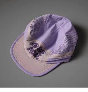 Custom Mesh 5 Panel Polyester Nylon <b>Flat</b> Brim Snapback <b>Caps</b> – Breathable Summer Running Camp <b>Hats</b> - Product Image 2