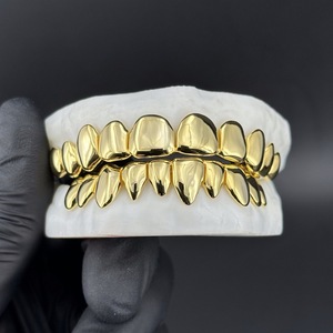 Grillz Hip-Hop Sur Mesure Ajusté Style Perm Cut en Argent 925 Plaququé Or Véritable, Grillz Dentaire Simple en Or Massif 10 Carats - Product Image 6