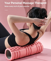 Rouleau de yoga en mousse EVA creuse à picots pour massage des tissus profonds, relaxation musculaire, remodelage corporel, rose, pour exercices de fascia, unisexe, toutes saisons