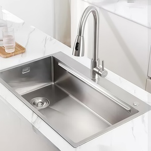 Évier de cuisine artisanal épaissi à cuve unique en acier inoxydable SUS304 pour le lavage des légumes et de la vaisselle - Product Image 1