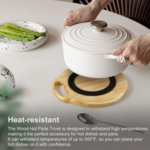 Solid Wood <b>Round</b> <b>Placemat</b> With Anti Slip Ring For Kitchen Use - Product Image 2