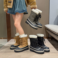 Bottes d'hiver imperméables pour femmes, doublées de fausse fourrure, antidérapantes, chaudes et confortables, mi-mollet, pour l'extérieur, par temps froid