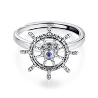 925 argent rotatif volant anneau réglable oxydé ancre anneau Vintage modèles pour femmes Punk bijoux SCR1141