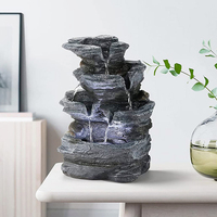 Fontaine de table d'intérieur en résine artificielle, cascade de pierres empilées, design artisanal écologique, son apaisant de l'eau, anti-stress