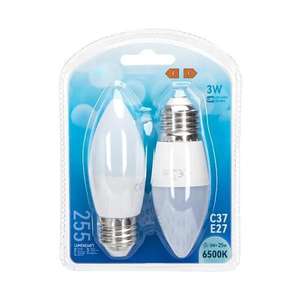 Bombilla LED C37 E27 3W - Juego de 2 Piezas, Eficiente Energéticamente, Larga Duración, Ideal para Iluminación Ambiental y Decoración. - Product Image 1