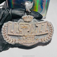 Pendentif en diamant Iced out Argent 925 plaqué or vvs d GRA Pendentif nom en diamant Moissanite Bijoux fins Pendentif Hip hop personnalisé