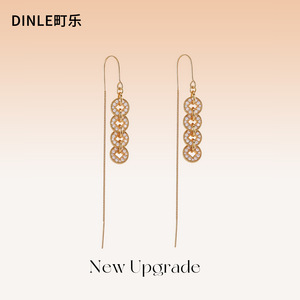 Boucles d'oreilles pendantes Dinle en forme de pièce de monnaie avec micro-incrustations géométriques, idéales pour les soirées et la mode - Product Image 1