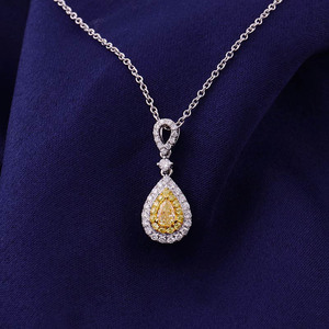 مجموعة الزفاف المتاحة مركز الكمثرى حية الماس الأصفر الذهب الأبيض قلادة قلادة المجوهرات العالية - Product Image 6
