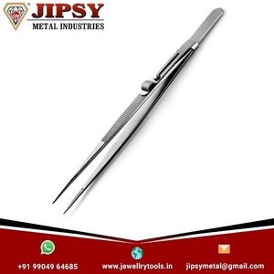 Set of 5 Pcs Cross-Locking Stainless Steel Fiber Grip Soldering Tweezers Diamond Industry Tweezers - Product Image 4