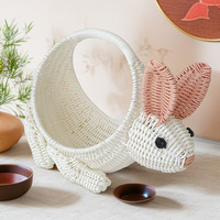 Panier de rangement en PP imitation rotin tressé à la main, mignon et de style dessin animé, pour bonbons, snacks, fleurs, fruits - Panier cadeau