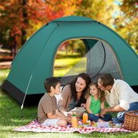 Tente de camping d'extérieur automatique instantanée, démontable, une chambre, quatre saisons, avec couverture de lanterneau, crochets, verte, toutes saisons, base en Oxford 150D PU