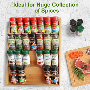 HOT SALE Bamboo Kitchen <strong>Drawer</strong> <strong>Organizer</strong> 4-Tier Bamboo <strong>Spice</strong> Rack <strong>Organizer</strong> for <strong>Drawer</strong> Large <strong>Spice</strong> Tray for Kitchen Storage - Product Image 4