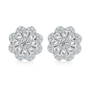 Pendientes de Botón de Plata de Ley 925 con Circonita Cúbica, al por Mayor - Product Image 1