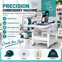 Machine à broder commerciale à 1 tête et 12 aiguilles, grande surface de broderie 800*500mm, 1200 points par minute, écran tactile, USB et Wi-Fi, pour débutants