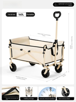 Chariot de camping pliable portable en gros, chariot de plage robuste à 4 roues tout-terrain, chariot de pique-nique