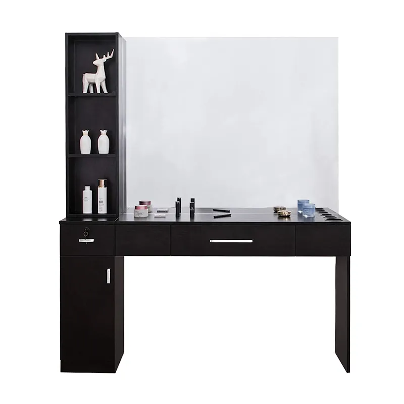 Wall Mount Golden Top Salon Station Barber Stations Styling Station with Mirror Barber Beauty Spa
