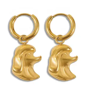 Hottest Selling Items Women Jewelry 18k Gold Plated Animal Earrings Stainless Steel Huggie Vintage Horse Earrings for Women