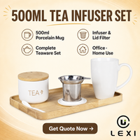 Mug infuseur à thé 500 ml avec couvercle en céramique et cuillère, bleu cobalt et blanc, logo personnalisé, vente en gros, cadeau tasse à thé